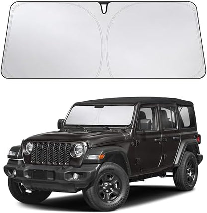 EcoNour Windshield Sunshade Compatible for Jeep Wrangler 2019-2025 2026 by EcoNour