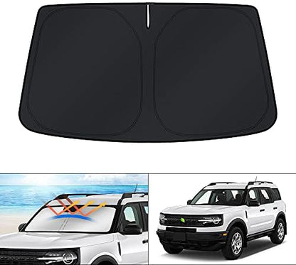 KUST Windshield Sun Shade for 2021-2025 2026 Ford Bronco Sport Accessories Window Custom Fit Sunshade Sun Visor Protector Foldable Blocks UV Rays Keep Your Car Cooler by KUST