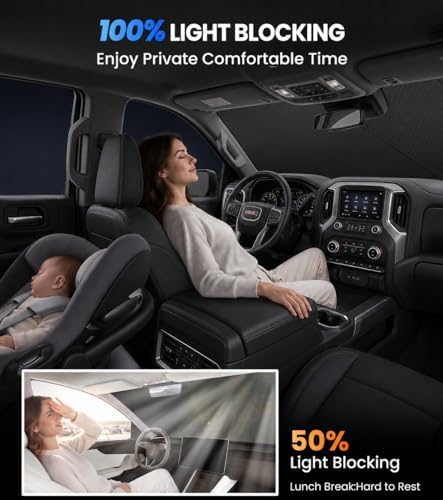 Custom Windshield Sun Shade for GMC Sierra 1500/2500/3500 2019-2026, 100% Sun Blockage & Heat Insulation, Custom Fit Front Window Shade, Instant Cooling, Zanch Foldable Truck Accessories - Image 4