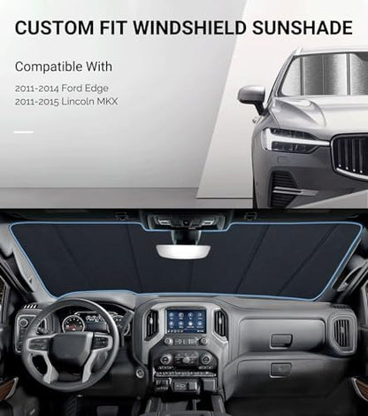 Pigenius Windshield Sunshade for Ford Edge 2011-2014, for Lincoln MKX 2011-2015 Front Window Shade - Metallic - Image 2