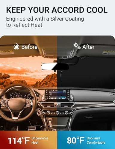 Proadsy Custom Fit 2018-2022 Honda Accord Windshield Sun Shade, Blocks Heat - Image 3