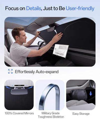 Windshield Sun Shade for Ford Ranger 2000-2026, 100% UV Block & Heat Insulation, Custom Fit Sunshade, Foldable Car Sunshade with Storage Bag, Summer Car Accessory - Image 7