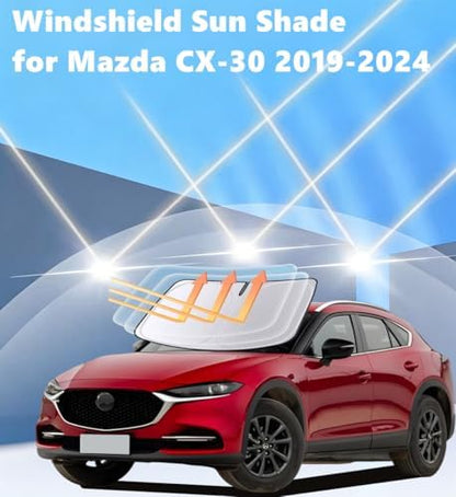 Windshield Sun Shade for Mazda CX-30 2019-2024, 4-Layer 240T Foldable UV Block Car Accessory to Cool Interior - Image 2