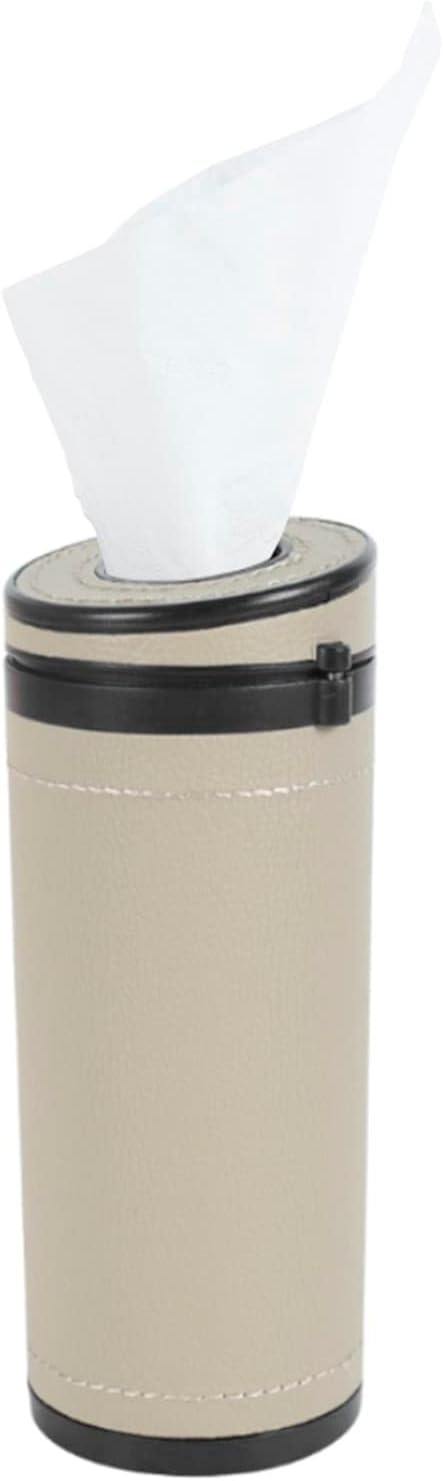 MiOYOOW Car Tissue Holders, Car Cup Holder Tissues Tube Diameter 2.75'' PU Leather Cylinder Tissue Box for Car Bathroom Office Use by Mioyoow