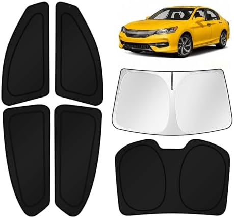 KUST Car Window Shades for 2013-2017 Honda Accord Accessories Windshield Sun Shade Side Rear Window Covers Sunshade Privacy Protection for Camping Blackout UV Block Full Set 6PCS by KUST