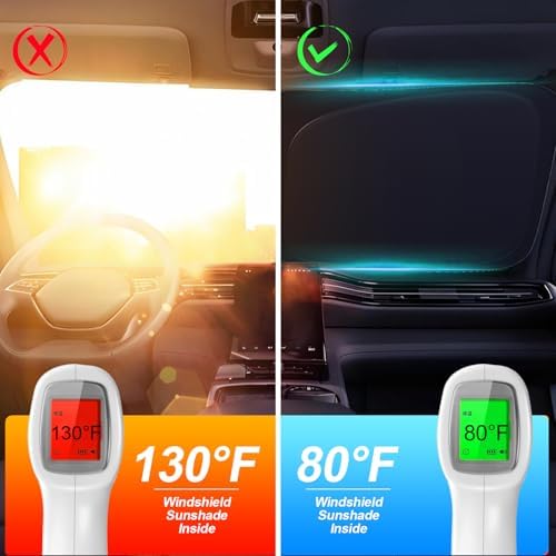 Windshield Sun Shade for Chevrolet Chevy Blazer 2019-2026 Compatible Accessories Double Layers Design Foldable Sunblocker Protects from Sun Rays & Heat Damage Keep Your Car Cooler - Image 3