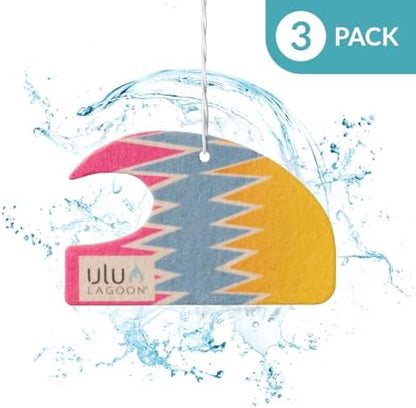 ulu Lagoon Hanging Car Air Freshener | Tropical Beach Coconut Surf Wax Scent Mini Wave | Long Lasting Car Freshener, Closet and Beyond | Made In USA | 3 Pack (80'S) - Image 3