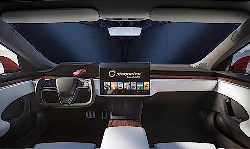 Magnelex Tesla Windshield Sunshade for Model S 2012-2026 - Reflective 240T Material Car Sun Visor with Mirror Cut-Out. Tesla Model S Sunshade | Foldable Sun Shade for Sun Heat and UV Protection - Image 2
