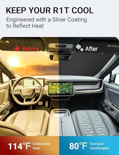 Proadsy Custom Fit 2022-2026 Rivian R1T Windshield Sun Shade, Blocks Heat - Image 3