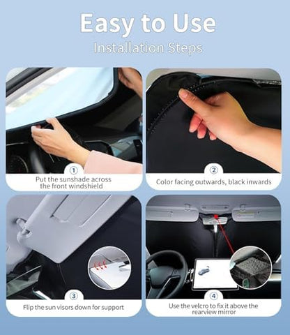 Custom-Fit for BMW Windshield Sun Shade, Car Sunshade Cover UV Block Car Front Window with Foldable Sun Shade Cover Cool Protection Visor, Designed for BM-W Accessories (for BMW X5) - Image 7
