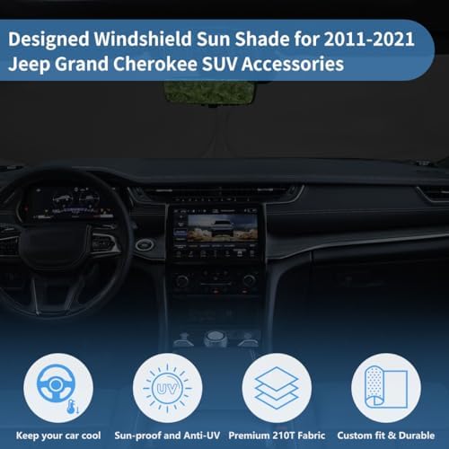 Windshield Sun Shade Car Sunshade Accessories Fit 2021-2011 Jeep Grand - Image 3
