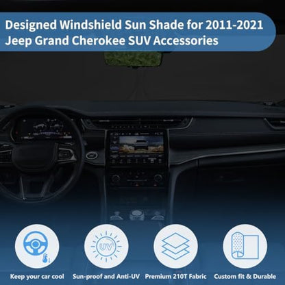 Windshield Sun Shade Car Sunshade Accessories Fit 2021-2011 Jeep Grand - Image 3