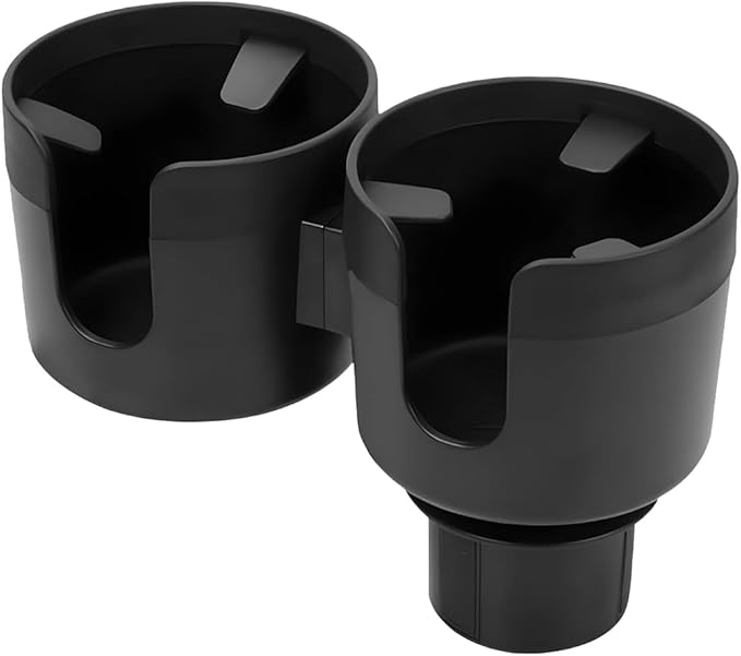 Car Double Cup Holder Expander, 2 in 1 Multifunctional Vehicle Cup Holder Adapter with Adjustable Base, Auto Drink Bottles Extender Organizer, Universal for SUV Automobile Truck (Black) by Unknown