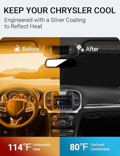 Proadsy Custom Fit 2011-2023 Chrysler 300 Windshield Sun Shade, Blocks Heat - Image 2