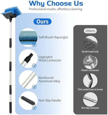 Ordenado 56" Car Wash Brush with Long Handle, Soft Bristle& Rubber Squeegee - Image 3