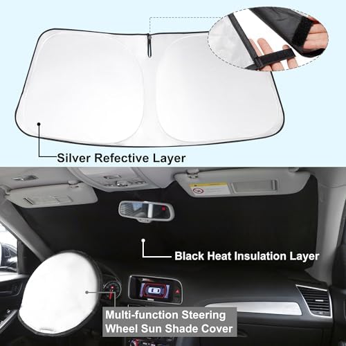 TINGLU Sun Shade for Genesis GV80 2021-2025 2026 Accessories Windshield Sun Shade Window Shade UV Rays Protection Sun Visor Cover with Steering Wheel Sunshade Storage Bag - Image 2