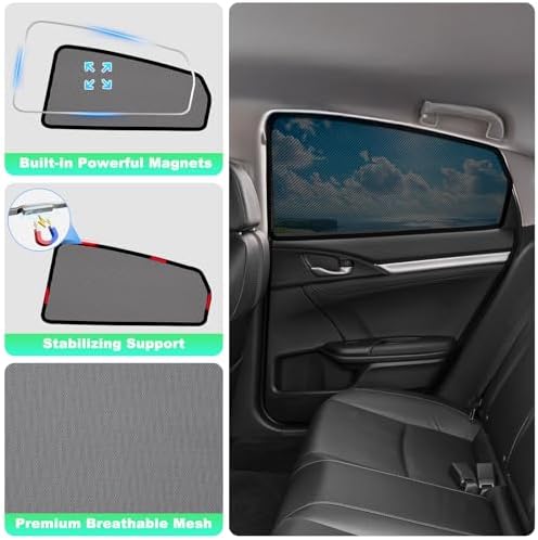 Civic Window Shades 2016-2021, Rear Side Mesh, 2PCS - Image 6