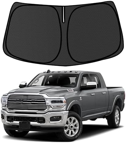 RAM Windshield Sun Shade for Dodge RAM 2500 3500 2010-2024 2025 Blocks UV Rays Accessories,1:1 Custom Foldable Thickened Wear-Resistant Front Window Sunshade Visor,Keeps Your Car Cooler by Achaltiza