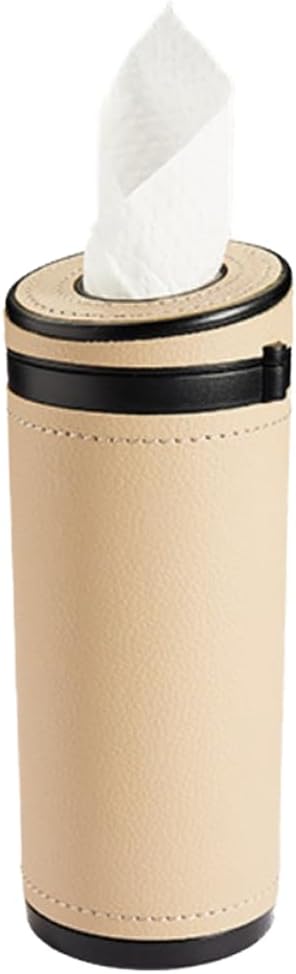 ZIMISI Car Tissue Holder, Convenient Travel Napkin Boxes, Car Tissues Cylinder, Round Canister Napkin Holder, Travel Tissue Tube Container for Vehicle Cup Holder, Home, Office (Beige) by Unknown