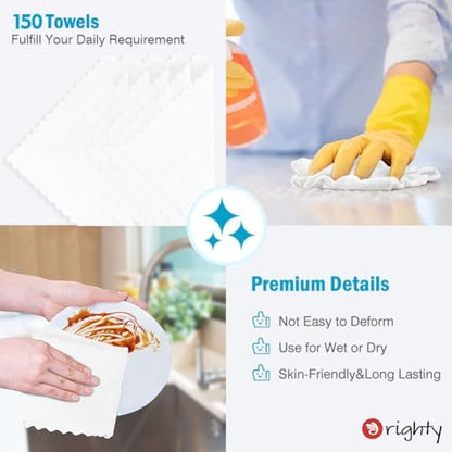 Orighty Microfiber Cleaning Cloth Bulk, 150 Pack Shop Towels 12x12in, White - Image 5