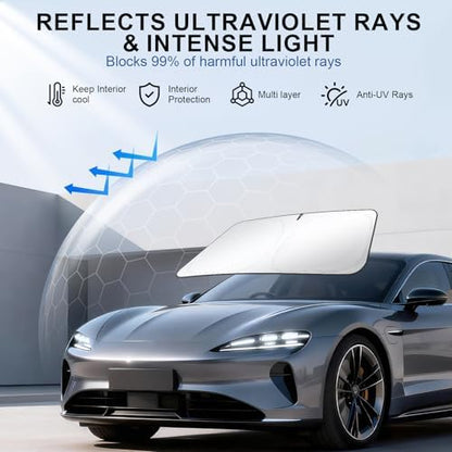 JUSTTOP Windshield Sunshade for Honda Civic 2022-2026 | Easy-Fold Civic Windshield Sun Shade, Car Interior Accessories | 300T Upgraded Heat & UV Reflective Sunshade for Car Windshield - Image 2