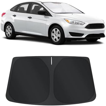 TINGLU Sun Shade for Ford Focus Hatchback 2012-2018 Accessories Windshield Sun Shade Window Shade UV Rays Protection Sun Visor Cover with Steering Wheel Sunshade Storage Bag by TINGLU