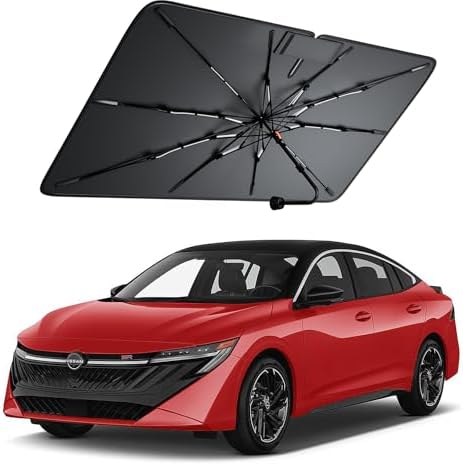 Windshield Sun Shade for Nissan Sentra/Altima 2000–2026, Foldable Umbrella Sunshade with 100% UV Block, Multi-Layer Heat Insulation, Reinforced 10-Rib Frame, Keeps Car Cooler by Amadaw