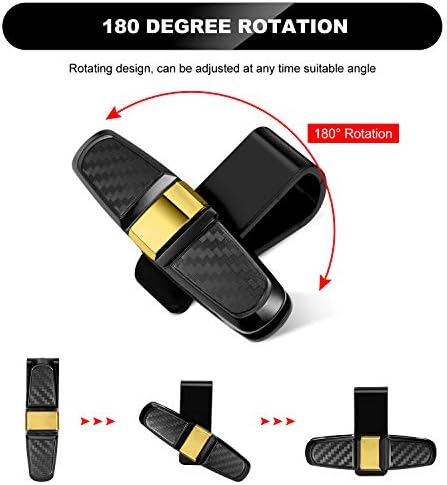 Boao 4 Pack Sunglasses Holder Car Visor Clip,Gold | Double-ended Design for Glasses and Tickets, 180 Degree Rotational Mount, Fits Sun Visors, Keeps Eyewear Accessible - Image 3