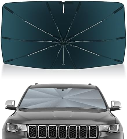 Autorder Windshield Sun Shade Umbrella for 2011-2026 Jeep Grand Cherokee Accessories,Upgraded Ice Crystal Material,Easy Setup Umbrella Sunshade for Car Windshield,100% Sun Blocking by Autorder