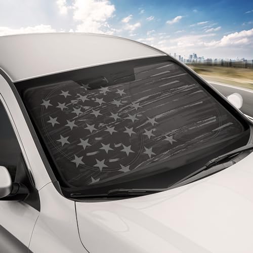Motor Trend USA Vintage Flag Car Windshield Sun Shade for Front Window, Foldable Car Sun Shade with Patriotic Graphic, Collapsible Sun Visor Sunshade for Cars Windshield (Large, 69 x 35 inches) - Image 3