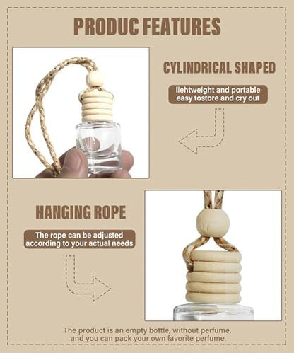 ESEWALAS 10Pcs Hanging Car Air Freshener,8ml Car Hanging Diffuser,Empty Glass Perfume Bottles Oil Diffuser Perfume Aromatherapy Pendant Bottle,Air Freshener Diffuser Bottle Pendant - Image 4