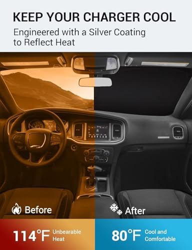 Proadsy Custom Fit Car Windshield Sun Shade for 2011-2023 Dodge Charger - Image 3