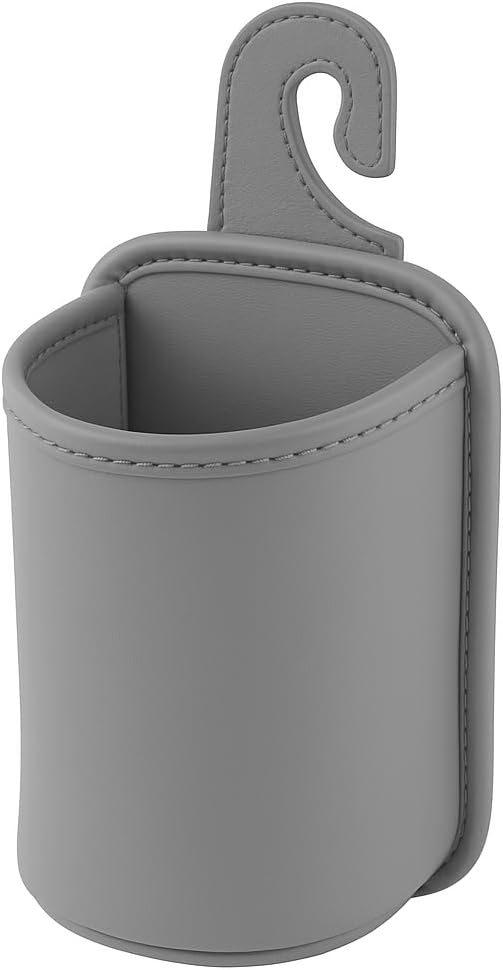 Large PU Leather Car Door Cup Holder Clip On or Hook Style Drink Holder Seat Side Hanging Storage Pocket for Water Bottle Coffee Cup Rear Back Seat Organizer (Hook, Gray) by HEROWORLD