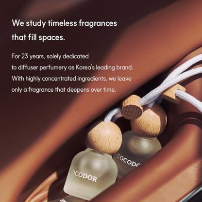 COCODOR Car Air Freshener Diffuser Set with Wooden Caps/Woody Hotel /0.34 oz/2 Pack/Hanging Essential Oil Long Lasting Fragrance Pendants for Car Decor - Image 3