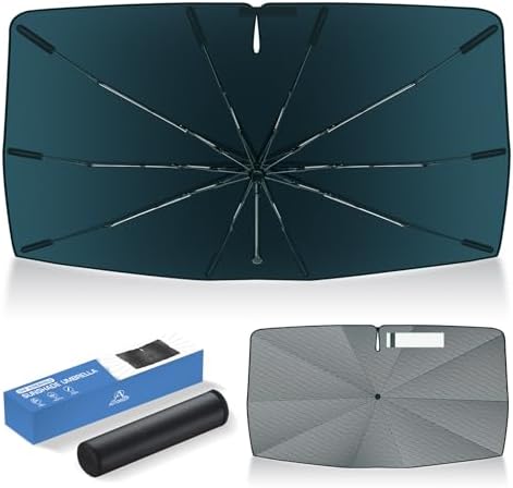 Autorder Windshield Sun Shade Umbrella for 2019-2023 Hyundai Santa Fe Accessories,Upgraded Ice Crystal Material,Easy Setup Umbrella Sunshade for Car Windshield,100% Sun Blocking by Autorder