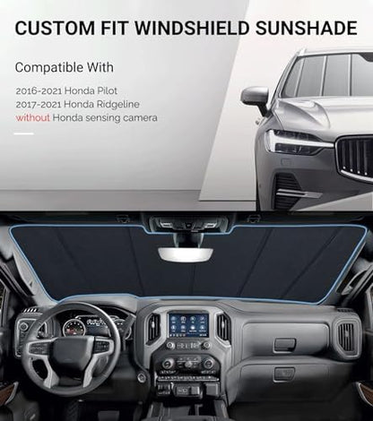 Pigenius Windshield Sunshade for Honda Pilot 2016-2021, Ridgeline 2017-2021. Without Sensing Camera - Safeguard - Image 2