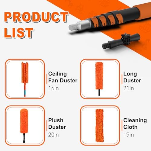 SISIUPASSIE 36FT Reach Ceiling Fan Cleaner Duster, Ceiling Fan Blade Cleaner with Extension Pole, Washable & Replaceable Microfiber Feather Duster Kits - Image 2