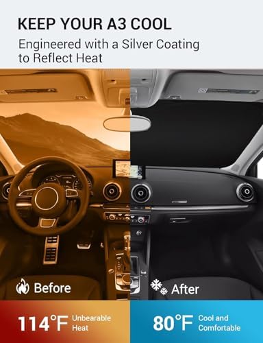 Proadsy Custom Fit 2014-2020 Audi A3 Windshield Sun Shade, Blocks Heat - Image 3