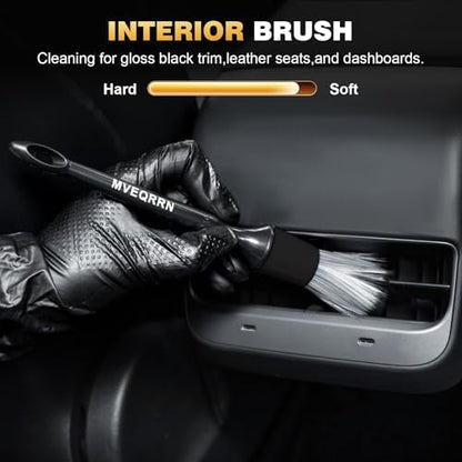 MVEQRRN 10PCS Car Detailing Brush Set,Boars Hair Detail Brush Kit(Black) - Image 3