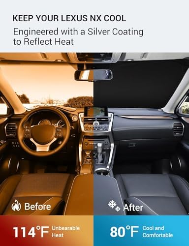 Proadsy Custom Fit 2015-2021 Lexus NX Windshield Sun Shade, Blocks Heat - Image 3