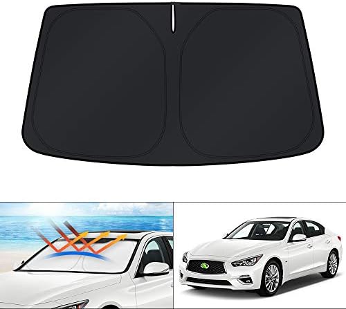 KUST Windshield Sun Shade for 2014-2024 Infiniti Q50 Accessories Custom Fit Window Shade Cover Sun Visor Folding Blocks UV Rays Keep Your Car Cooler by KUST
