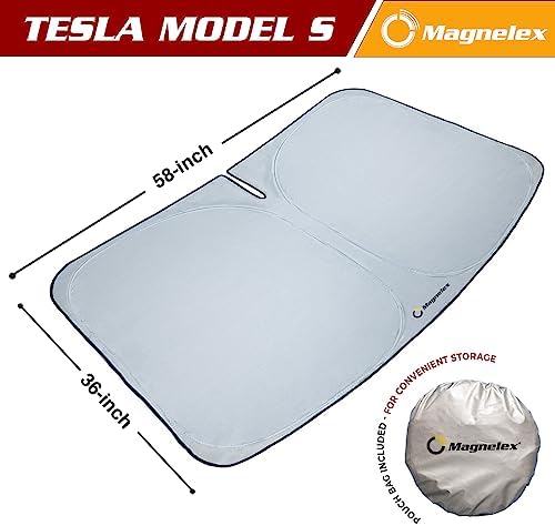Magnelex Tesla Windshield Sunshade for Model S 2012-2026 - Reflective 240T Material Car Sun Visor with Mirror Cut-Out. Tesla Model S Sunshade | Foldable Sun Shade for Sun Heat and UV Protection - Image 3