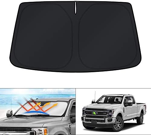 KUST Windshield Sun Shade Custom Fit for 2017-2024 2025 2026 Ford Super Duty F250 F350 F450 F550 Window Accessories Shade Windshield Foldable Heat Shield Block UV Rays by KUST