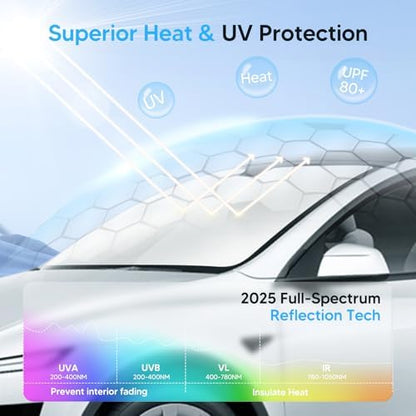 KUST Windshield Sun Shade for 2021-2025 2026 Volkswagen VW ID.4 Accessories Sunshade Window Sun Visor Protector Foldable Blocks UV Rays Keep Car Cooler Privacy - Image 2