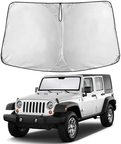 EcoNour Windshield Sunshade for Jeep Wrangler Rubicon Sahara 1997-2016 2017 by EcoNour