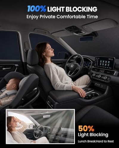Zanch Custom Windshield Sun Shade for Honda Pilot 2016-2026, 7-Layer UV & 100% Sun Blockage, 3D Scanned Fit, Interior Protection, Keep Car Cooler, Easy Storage & Foldable Accessories - Image 4