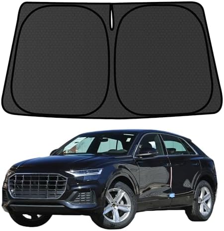 Q8 Windshield Sun Shade for Audi Q8 2019-2025 Blocks UV Rays Accessories,1:1 Custom Foldable Thickened Wear-Resistant Front Window Sunshade Visor,Keeps Your Car Cooler by Achaltiza