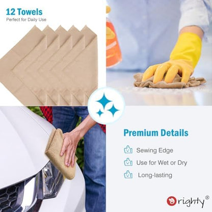 Orighty Microfiber Cleaning Cloth, Cleaning Rags, 12 Pack, 12x11 in, Brown - Image 6