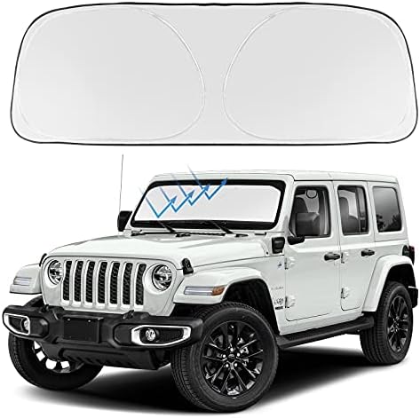 Proadsy Custom Fit Car Windshield Sun Shade for 2018-2025 Jeep Wrangler by Proadsy
