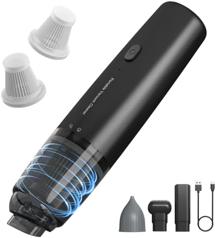 Handheld Vacuum Cordless, Car Vacuum Portable with 2 Suction Modes, Blow & Suction 2-in-1, Small Vacuum Cleaner for Car, Home, Pet Hair, Office, Desk, Keyboards (Dark) by A9life